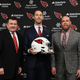 Arizona Cardinals team president Michael Bidwill (L) and general manager (R) Steve Keim introduce the new head coach Kliff Kingsbury to the media at the Arizona Cardinals Training Facility on January 9, 2019 in Tempe, Arizona.